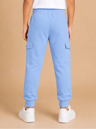 Image of KiddoPanti Boys Cotton Joggers | 100% Cotton Single Jersey | 2 Side Cargo Pockets with Flap | Elasticated Waist Band with Functional Drawcord | Soft & Breathable Track Pants