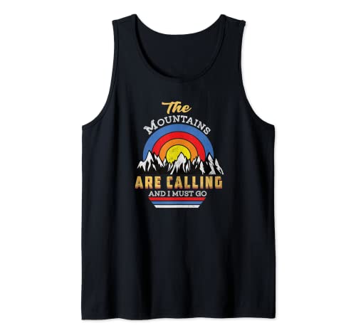 Las montañas están llamando y debo ir retro senderismo camping Camiseta sin Mangas