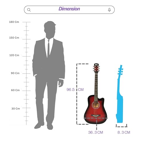 Image of BLUEBERRY 38C, Acoustic Guitar Kit with Bag, Strap, One Pack Strings And Picks - 38 Inch (Redburst)