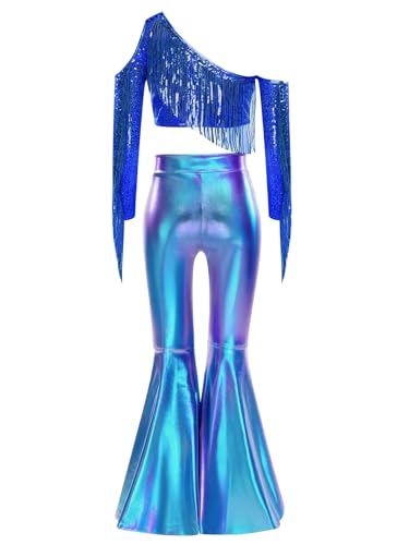 Traje de fiesta para niñas azul real que resalta en actuaciones de escenario 4