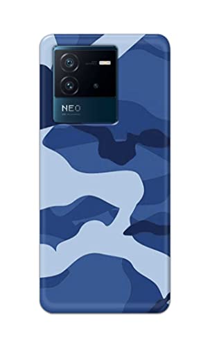 Image of Printed Hard Back Cover Case for Vivo iQOO Neo 6 5G Back Cover (Army Blue Pattern) -702