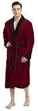 NY Threads Mens Robe, Luxury Plush Fleece Mens Bathrobe, Spa Bath Robe for Men, Large-X-Large, Burgundy Black