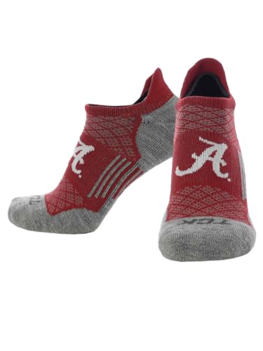 NCAA No Show Tab Socks - Alabama Crimson Tide Crimson/White Large
