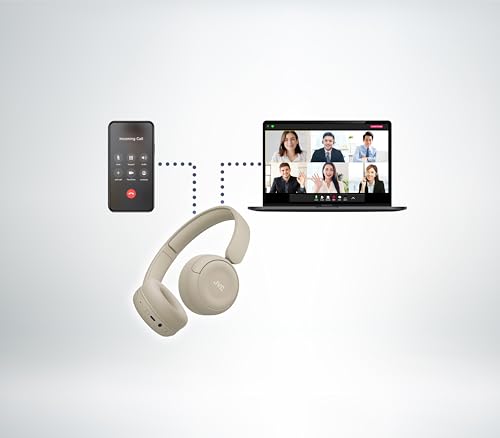 Image of JVC Wireless Headphones with 50H Battery Life, Soft Cushions, Foldable Design, Bluetooth 5.3, Multipoint Connection, App EQ, Built-in Mic - Matte Beige - HAS59WC