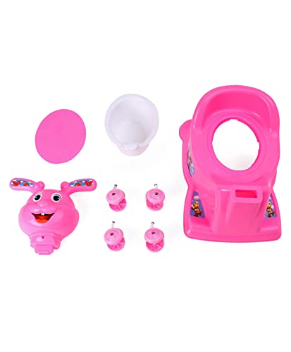 Image of Goyal's Rabbit Style Baby Potty Seat Cum Rider with Wheel and Removable Bowl for Kids (Pink)