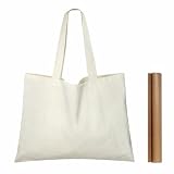 NPBAG 5 Pack 20'' X 16'' Large Natural Cotton Tote Bags, Lightweight Blank Bulk Cloth Bags with 1pc of PTFE Teflon Sheet