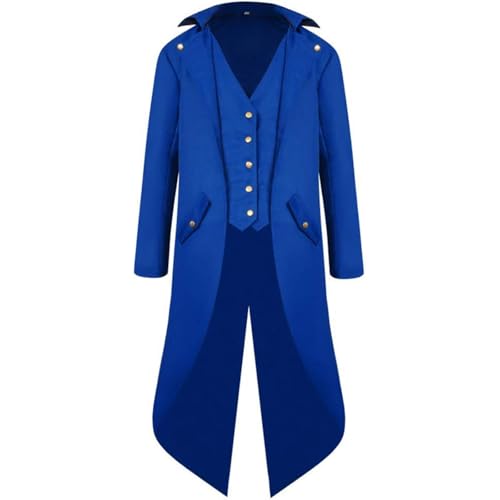 KGIHPC Casaco steampunk vintage para homem, estilo gótico, estilo vitoriano, fantasia de Halloween, azul, M