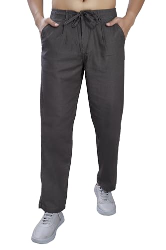 Image of DIVISIVE Men's Relaxed Fit Front Pleated Cotton Linen Blend Trousers