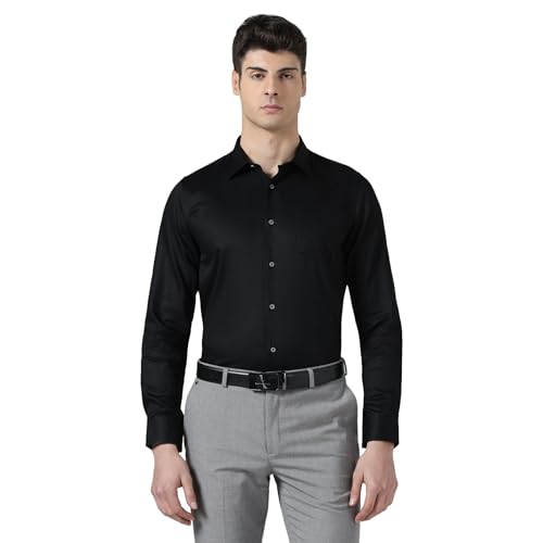 Image of Blackberrys Men Slim Fit Formal Shirt | Premium Cotton Blend | Solid Pattern| Lightweight & Breathable | Wrinkle-Resistant | Office & Business Wear