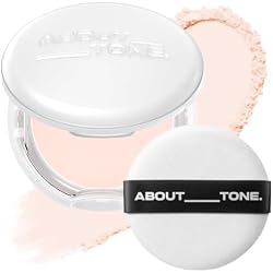 ABOUT TONE Powder Pact - Pressed Powder Compact with Mirror and Puff Makeup Fixing Setting Natural Blur Semi-Matte Finish Transparent Face Tone-Up Oil & Sebum Control Vegan (SEBUM CUT POWDER PACT)