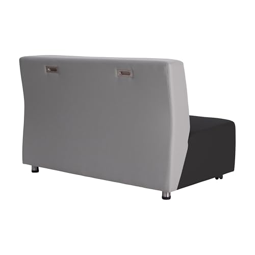 Image of FDP Pro Series Upholstered Armless Mobile Sofa with Locking Casters for Portability Commercial Seating for Hotel Lobby, Office, Restaurant, Waiting Room, Home - Black /Gray