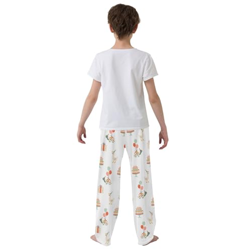 Birthday Duck Turtle Boys Long Pants Soft Trousers Elastic Waist Kids Lounge Bottoms with Pockets S-XL3