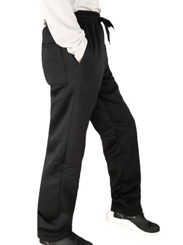 Midweight Fleece Sweatpants for Men with Pockets Active Gym Athletic Drawstring Baggy Loose Sweat Pants Open Bottom4