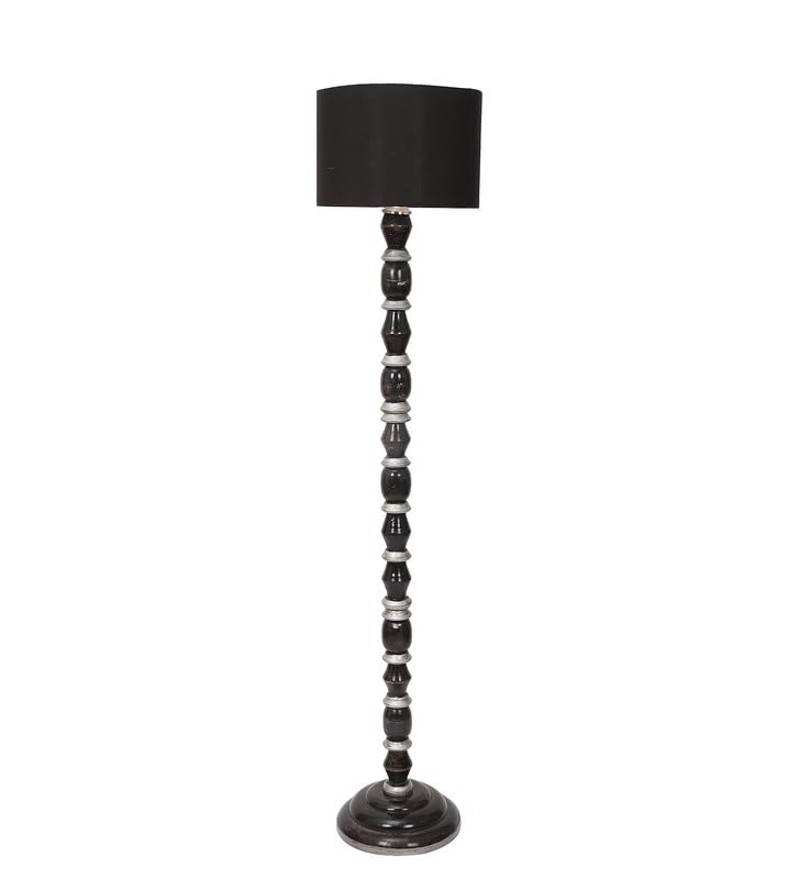 Image of tu casa Mango Wooden Floor Lamps with Black & White Base & Black Shade for Home Decor, Bedrooms Corner, Living Room, Gifting, Diwali Decoration, Hall, Office (Height: - 56 inch) - Bulb not Included