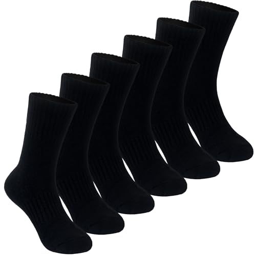 Image of SeeyAN Kids Socks Boys Crew Athletic Half Cushioned Cotton Sport Running Breathable Socks 6 Pairs