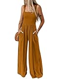 Dokotoo Womens Plus Size Deep Yellow Jumpsuits for Women Overalls Loose Casual Wide Leg One Piece Sleeveless Solid Jumpsuit Long Pant Rompers with Pockets XX-Large