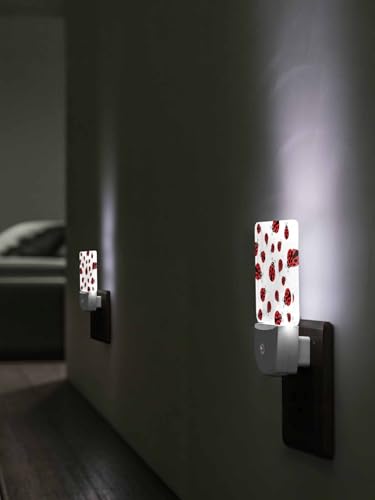 Image of Nightlight Plug in LED Lights for Bedroom, Red Ladybug Pattern Night Lights Plug into Wall with Light Sensors Room Decor for Nursery Children Kids Boys Girls