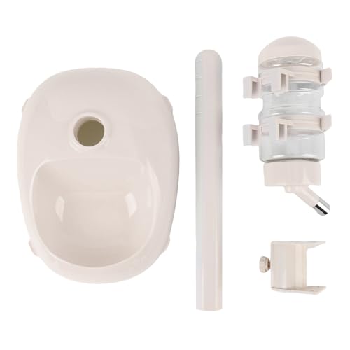 NOENNULL Height Adjustable Pet Water Dispenser, 500ml Automatic Standing Water Bowl for Puppies, Kittens Small Dogs Anti-Spill Feeder with Stable Base (Beige)
