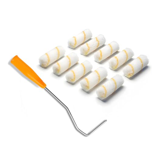 Motswedi Set de Rouleaux de Peinture 10 cm avec Support – 10x Petit Rouleau pour Peinture Murale, Plafond & Portes – Kit de Rouleau à Peinture avec...