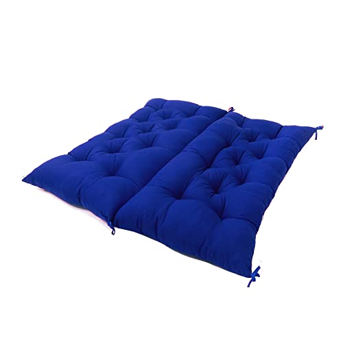 3in Thick Bench Cushion with Backrest, Indoor/Outdoor Seat Cushion with Ties, Patio Swing Chair Cushions Settee Cushion 2-3 Seater Bench Pad for Porch, Garden, Backyard, Poolside,59x40in,Royal Blue
