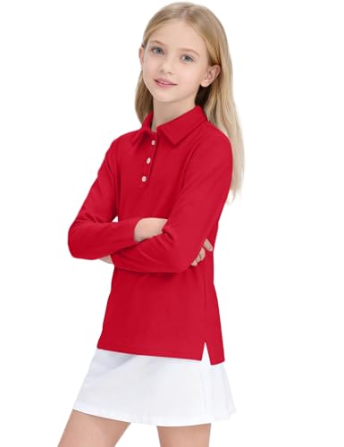 Image of Girls Uniform Shirts Long Sleeve Polo Shirt for Girls