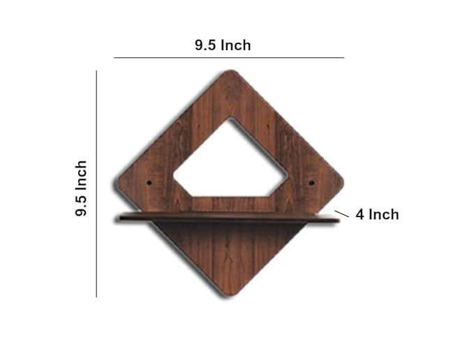 Image of Diamond Shape Wall Shelf with Artificial Potted Plants, Set of 7, Home Decor (Brown)