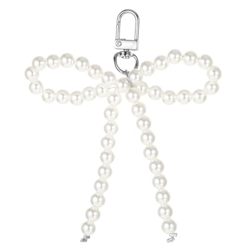 Mabor Taschenanhänger Damen,Schleife Taschenanhänger Perlen Taschen Anhänger Y2k Bag Charms Süße Schlüsselanhänger Auto für Damen Armband Anhänger Mehrzweck Schmuckzubehör für Schlüssel Taschen