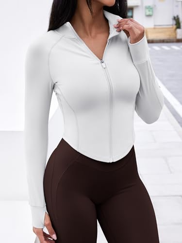 Image of GYM RAINBOW Womens Snatched Workout Jackets Lightweight Zip Up Slim Fit Gym Track Athletic Jackets with Thumb Holes