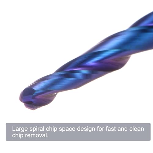Image of uxcell Tapered Ball Nose End Mill CNC Router Bit, 1 /16 inch Radius 1 /4 inch Shank Solid Carbide Coated Upcut Spiral 2 Flutes Cutter Milling Tool, 1 /8 inch Dia 3 inch Total Length