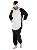 NEWCOSPLAY Unisex Adult Black Penguin Onesie Pajamas Animal One Piece Costume Cosplay Sleepwear (Black Penguin, Medium)