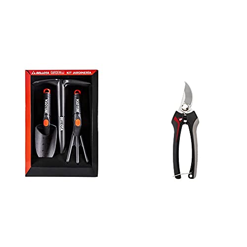 Bellota 2994 Kit De Jardinería Y Huerto Que Incluye: Rastrillo, Transplantador Y Azuela, Herramienta Pequeña De Jardin + 3628 INOX-CE MB Tijera recolectora, Standard