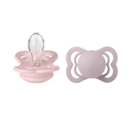 Image of BIBS Supreme Baby Pacifiers | BPA-Free Silicone Pacifier | Made in Denmark | Set of 2 Soothers Blossom/Dusky Lilac, 0-6 Months