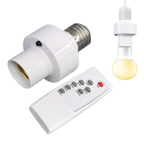 Remote Control Light Socket – E27 Bulb Base Holder | Timing Function Wireless Lamp Base Holder For Closet Bedroom Attic Stairwell Garage Home | Easy Install...