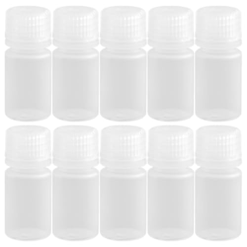 GATHINESS Plastic Wide Mouth Reagent Bottles with Caps 30ml 10pcs Easy to Clean Sample Sealing Bottles with Scale for Laboratories and Industry