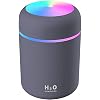 Luftbefeuchter, Mini USB Ultraschall Humidifier mit 300ml Wassertank, Automatische Abschaltung und Super leise, Bunter Cooler Nachtlichtfunktion für Auto, Büroraum, Schlafzimmer （schwarz）