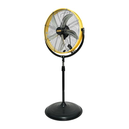 HiCFM 4200 CFM 20' High Velocity Pedestal Fan with Powerful 1/5 Motor, 6 Foot Power Cord, 180 degree Tilting Drum Head, 3-Speeds control, Commercial or Industrial - UL Safety Listed