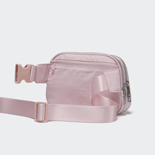 Image of Pander Everywhere Belt Bag for Women, 5 Zipper Pockets Nylon Crossbody Fanny Pack Purse (Pink).