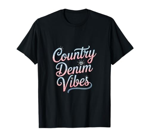 Country Denim Vibes Moda Moda Camiseta