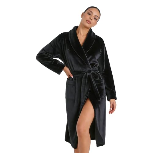 Image of HEARTNICE Womens Fleece Robes, Soft Plush Long Bathrobe, Thick Kimono Robes for Womens, Warm House Coat