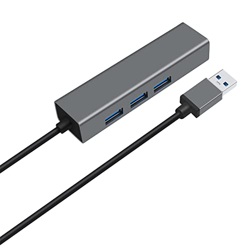 Image of DTECH 3 Port USB to Ethernet Adapter USB 3.0 Hub 10 /100 /1000 mbps Gigabit Wired Network Cable Converter for Laptop Notebook Desktop Computer Keyboard Router Modem Internet