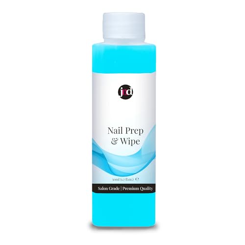 JND Nail Prep & Gel Polish Wipe Sticky Residue Remover Cleaner UV LED Gel Polish Preparation (Sanitises Nail Plate) and Finisher (Removes Tacky Layer) 50ml