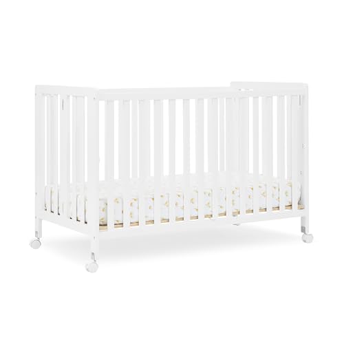 Delta Children Simmons Kids Aria Full Size Portable Folding Crib - Greenguard Gold Certified, Bianca...