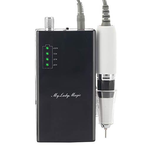 MyLadyMagic RMP30000 Professional Nail Drill Machine Rechargeable ElectricNail File for Acrylic Nails (Black)