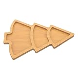 MUCKLILY Bandeja de Madera con Forma Árbol de Navidad Multiusos para Aperitivos Frutas y Snacks Superficie Lisa para Cocina Picnic y Fiestas Navideñas