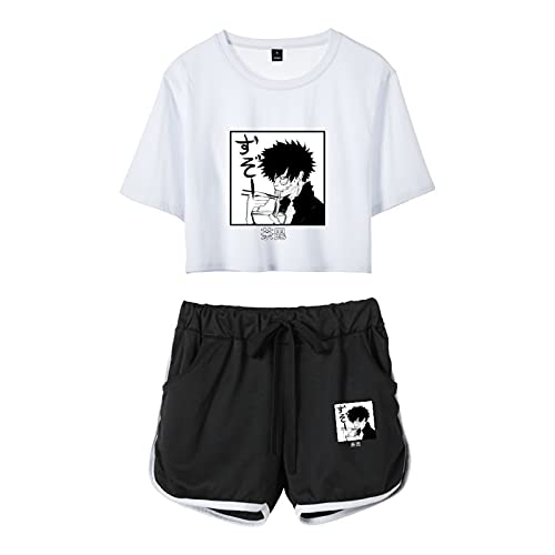 YZJYB Damen My Hero Academia Sommer Kurzarm Casual Mit Druck Ninja Anime Dabi Crop Top T-Shirts Und Shorts Athletic Kleidung 2-Teilig Bequem Atmungsaktiv,Multi Colored,XX~Large Cover