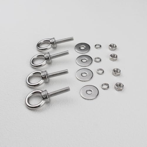 Image of M6 Stainless Steel Lifting Eye Bolt with Nuts 4 Pack (M8 M10 x 1 2 4 inch Available), Metric M6 x 25mm (1 /4 inch x 1 in) Ring Shoulder Eye Bolt for Swing, Threaded Eyebolt kit for Tie Down Outdoor