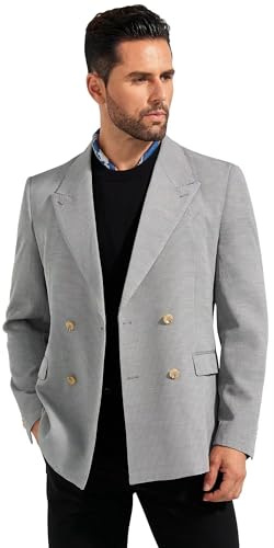 Mens Casual Blazers Jacket Slim Fit Sport Coats for Men Double Breasted 2 Button Suit Jackets for Men Peak Lapel Tuxedo Men4