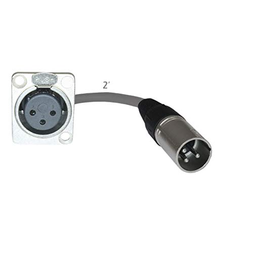 MCSPROAUDIO2ft Pigtail: XLR Female Panel Mount to XLR Male Plug (Gray)