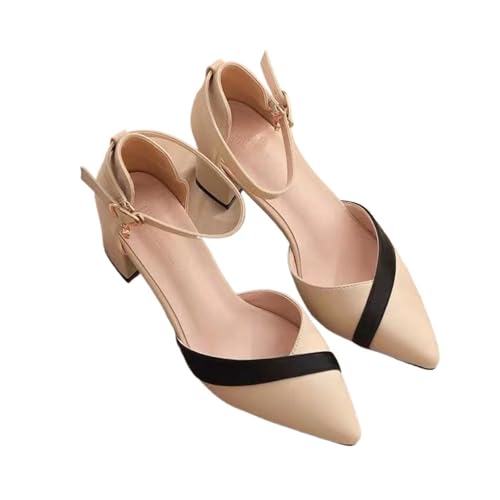 Sandales chunky colorblock à bout pointu et mi-talons hauts