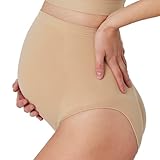 BUMPSUIT Maternity Shapewear Brief Panties, Soft High Waist Support Seamless Pregnancy Underwear over Bump for Women Calzones de Maternidad Para Mujer Beige